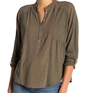 Lucky Brand olive green Henley style top